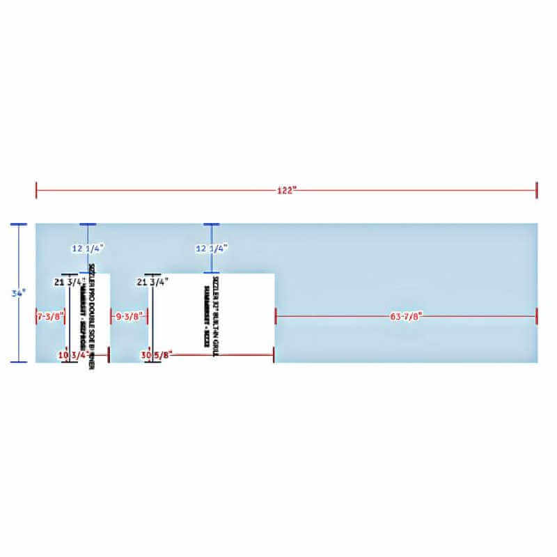 EZ Finish Systems 10 Ft Ready-To-Finish Outdoor Grill Island | Top View Specs