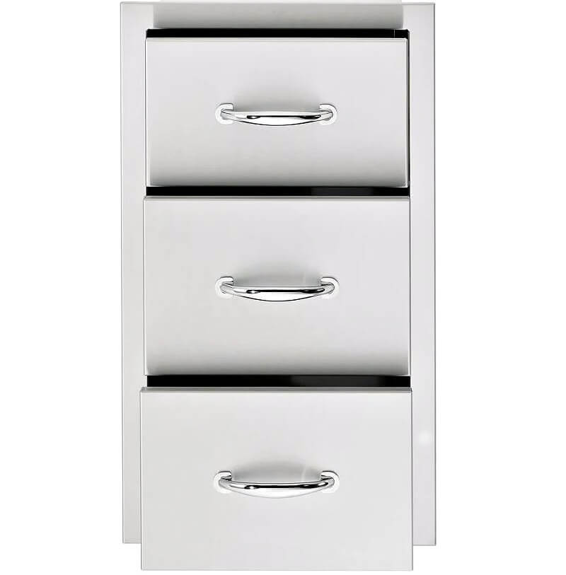 EZ Finish Systems 10 Ft Ready-To-Finish Outdoor Grill Island | 17-Inch Triple Drawer | Polished Handles
