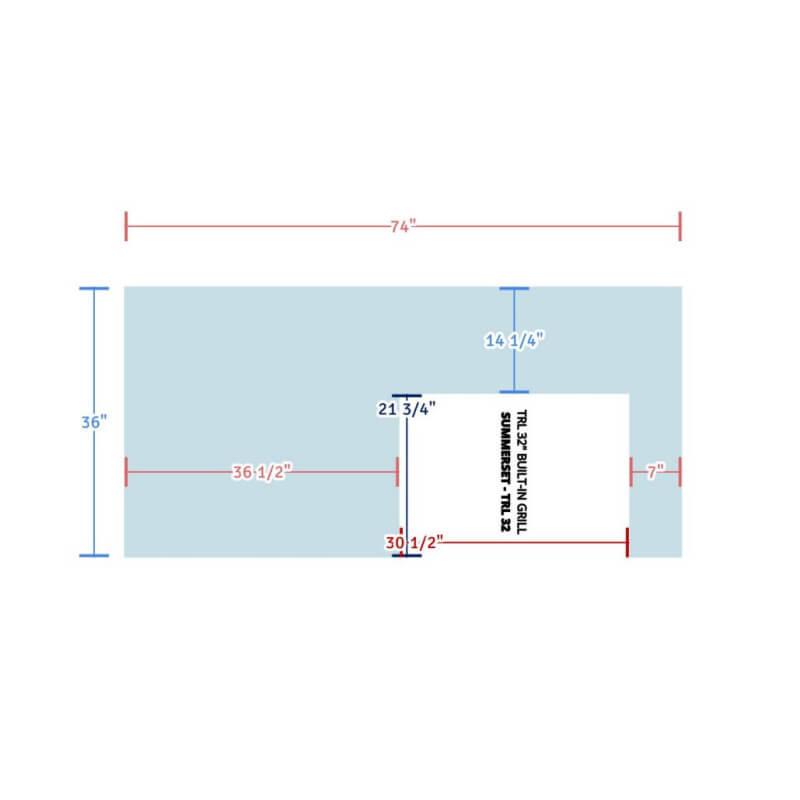 EZ Finish Systems 6 Ft Ready-To-Finish Grill Island | Top View Dimensions