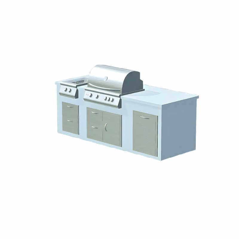 EZ Finish Outdoor Systems 8 Ft Ready To Finish Outdoor Kitchen | 3D Design Side View