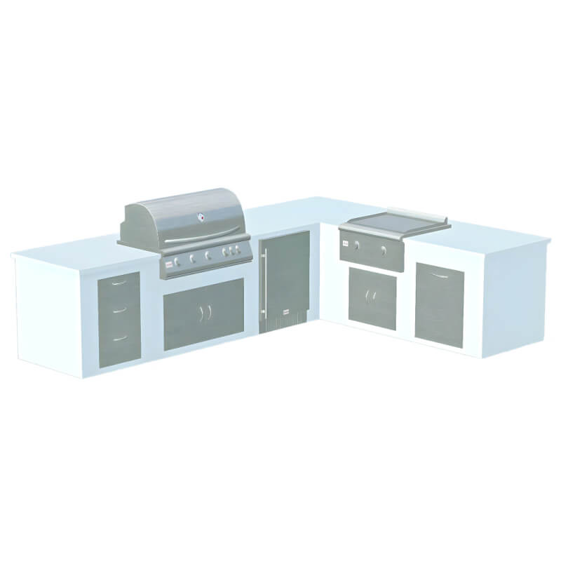 EZ Finish Systems L Shaped Ready To Finish Outdoor Kitchen | 3D Design