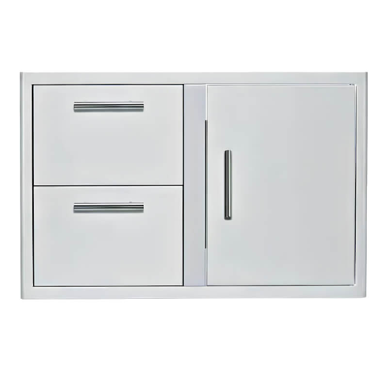 EZ Finish Systems Ready To Finish Grill Island - Blaze 32-Inch Stainless Steel Access Door And Double Drawer Combo