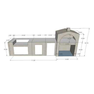 EZ Finish Systems Ready To Finish Outdoor Kitchen With 40-Inch Grill & Pizza Oven Cabinet