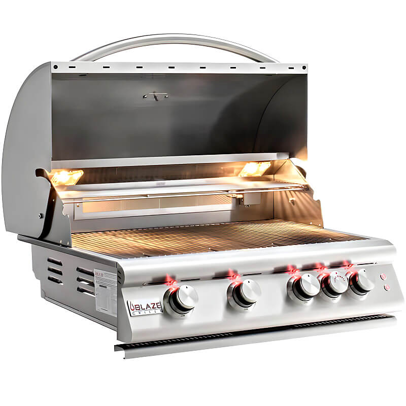EZ Finish Systems 10 Ft Ready-To-Finish Outdoor Grill Island |Blaze Premium LTE 32-Inch Grill | Dual Lined Grill Hood