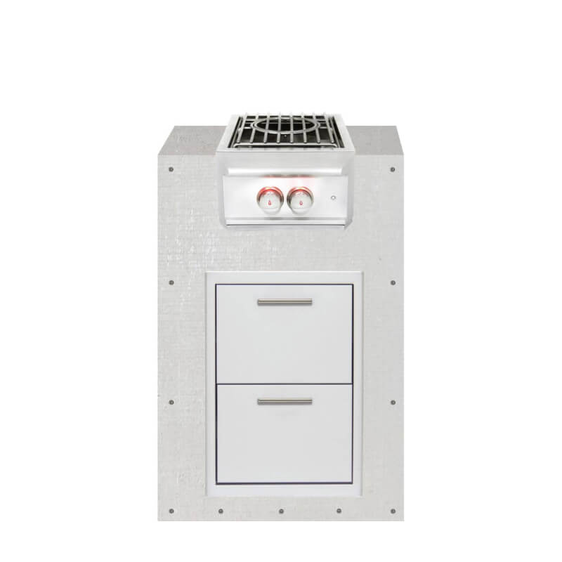 EZ Finish Outdoor Kitchen Systems 24-Inch Ready for Finish Outdoor Kitchen Module w/ Blaze Professional LUX Propane Power Burner & Double Drawers