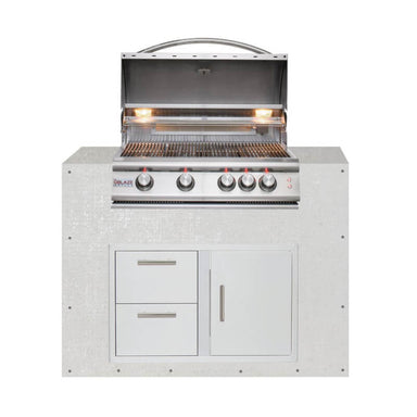 EZ Finish Outdoor Kitchen Systems 48-Inch Ready for Finish Outdoor Kitchen Module w/ Blaze Premium LTE 32-Inch Grill & Double Drawer & Door Combo