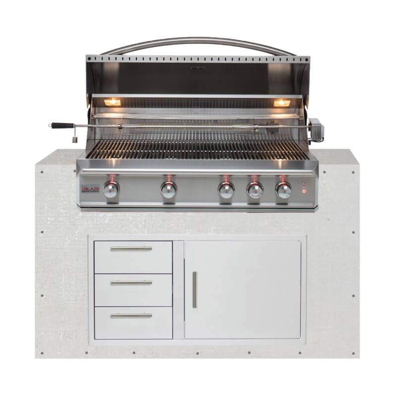 EZ Finish Outdoor Kitchen Systems 60-Inch Module w/ Blaze Professional LUX 44-Inch Gas Grill & Triple Drawer & Door Combo
