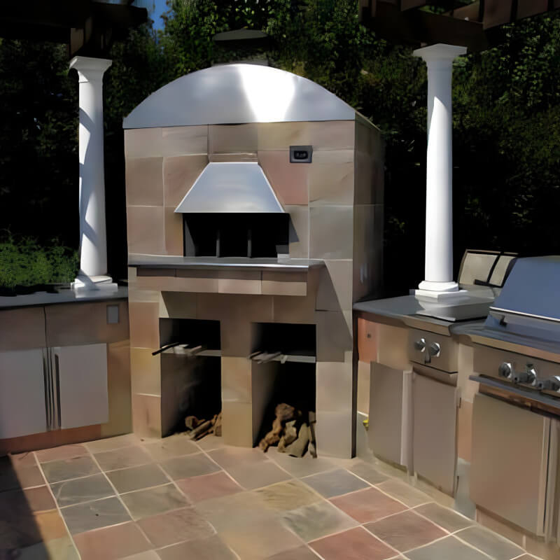 Earthstone Ovens Model 60 Wood Fired Pizza Oven | Shown in Outdoor Kitchen