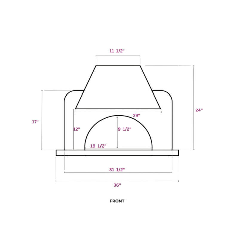 Earthstone Ovens Model 60 Wood Fired Pizza Oven | Front Specs