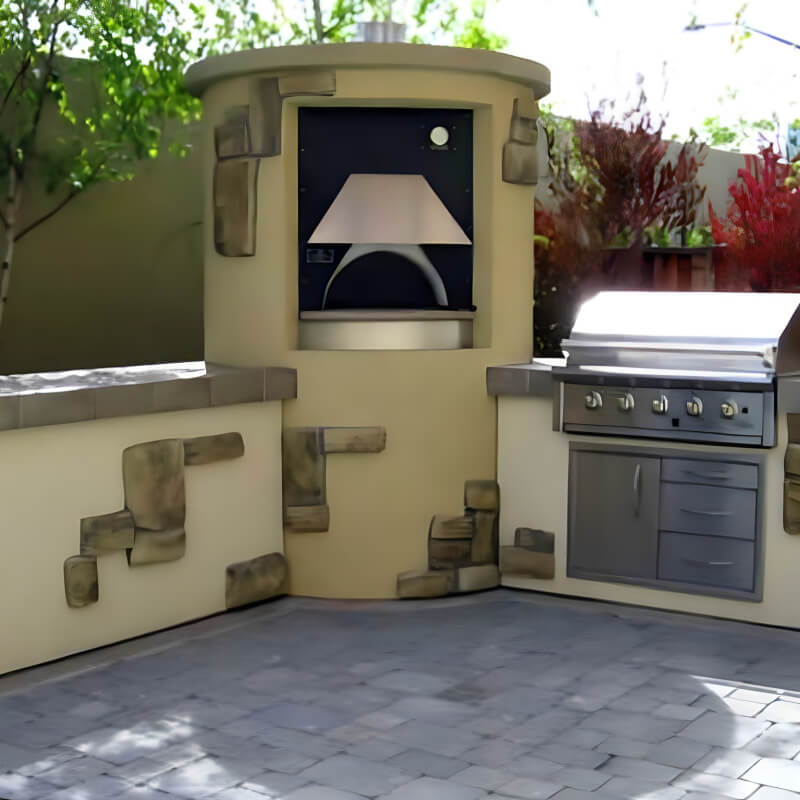 Earthstone Ovens Model 90 Pizza Oven | Shown With Stucco Outdoor Kitchen
