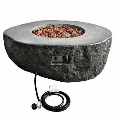 Elementi Boulder Concrete Fire Bowl | 10 Ft Gas Hose Connection