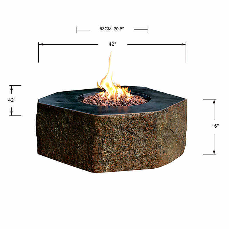 Elementi Colombia Hexagonal Concrete Fire Table | Dimensions