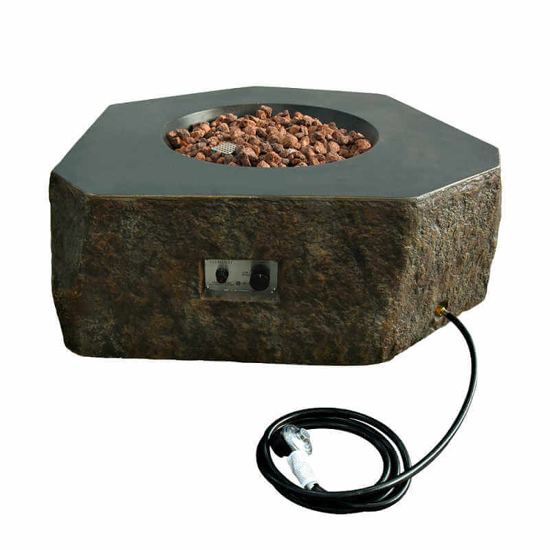 Elementi Colombia Hexagonal Concrete Fire Table | 10 Ft Gas Hose