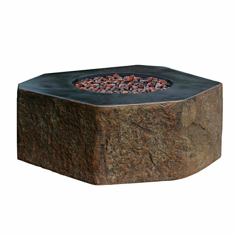 Elementi Colombia Hexagonal Concrete Fire Table | Lava Rock Included
