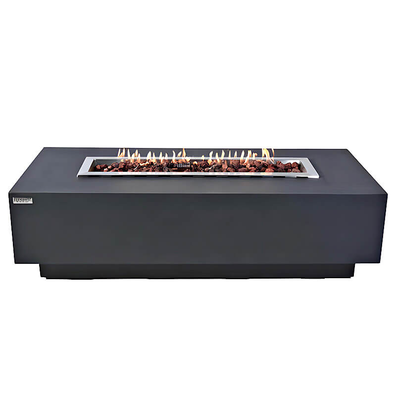 Elementi Granville Rectangular Concrete Fire Table | Dark Gray