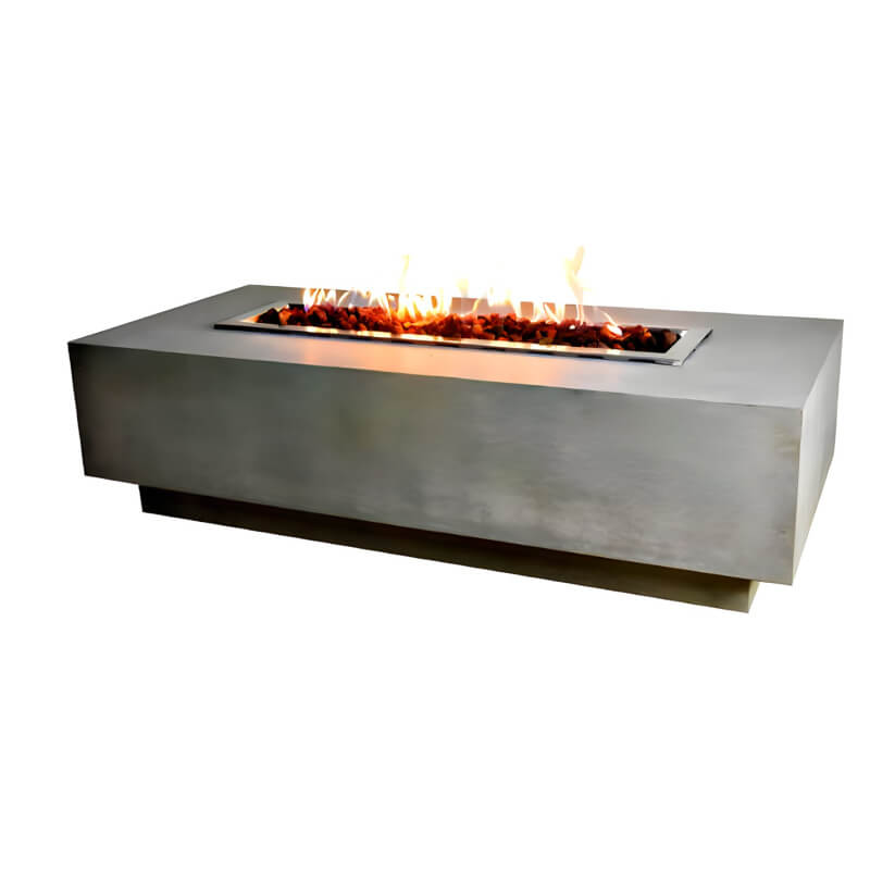 Elementi Granville Rectangular Concrete Fire Table | Light Gray