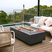 Elementi Granville Rectangular Concrete Fire Table | Shown in Dark Gray with Wind Screen