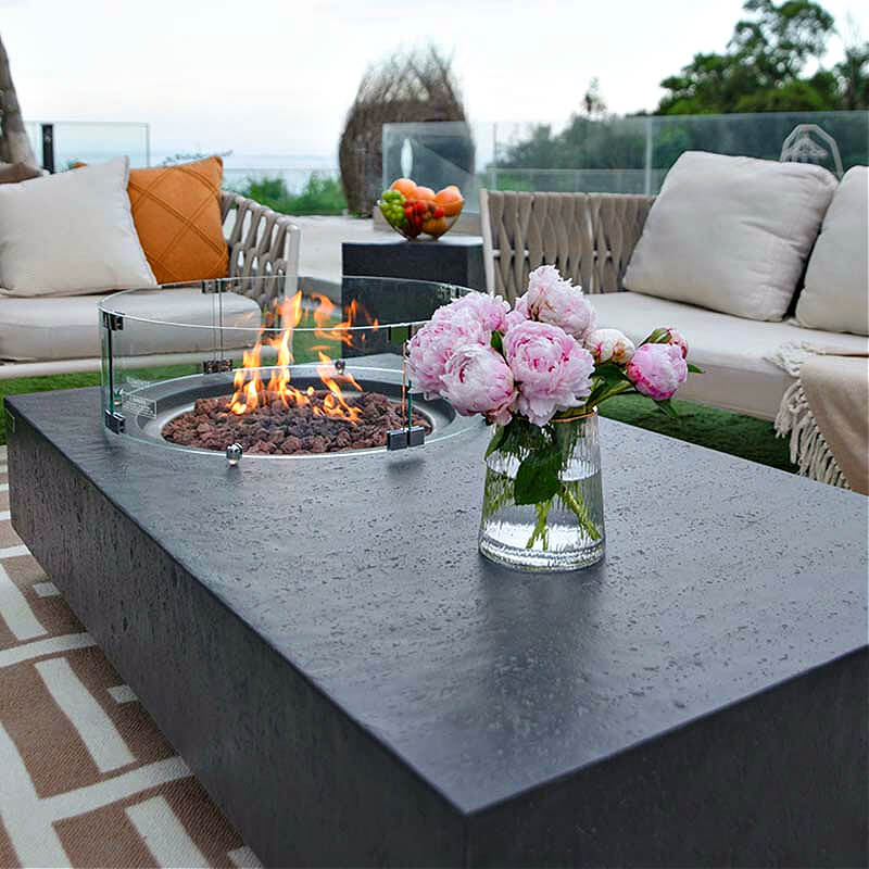 Elementi Metropolis Rectangular Concrete Fire Table | Large Entertaining Space