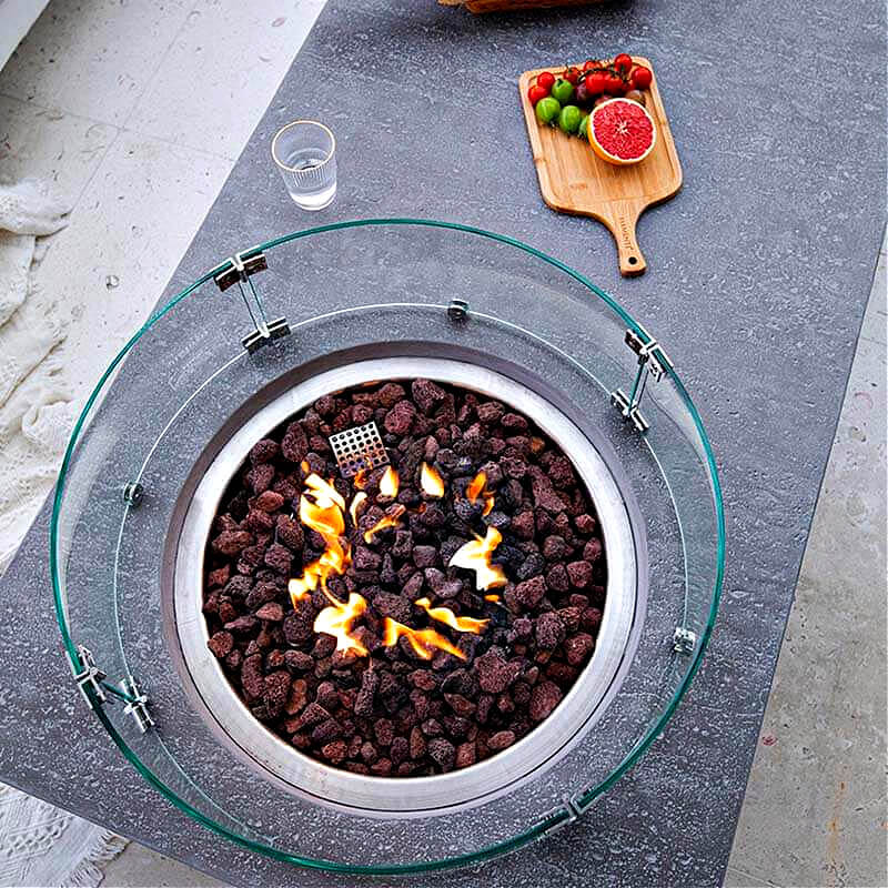 Elementi Metropolis Rectangular Concrete Fire Table | 45,000 BTUs of Heating Power