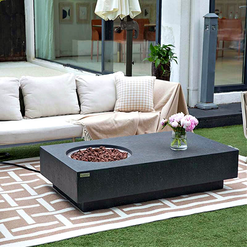 Elementi Metropolis Rectangular Concrete Fire Table | Ample Tabletop Space