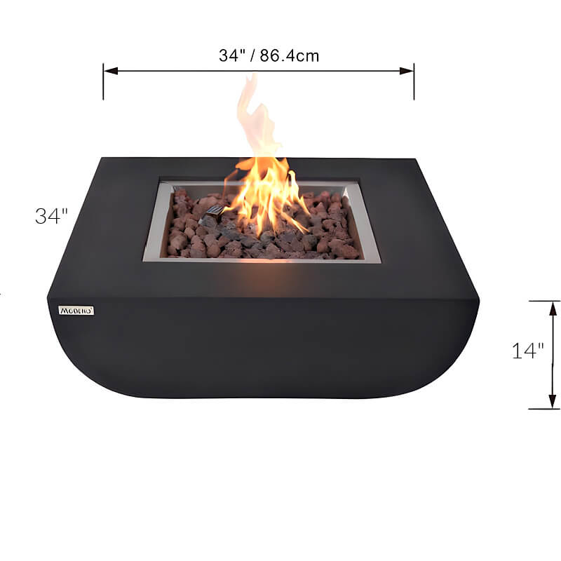 Modeno Aurora Slate Black GRC Concrete Square Fire Table 50000 BTU Image 6