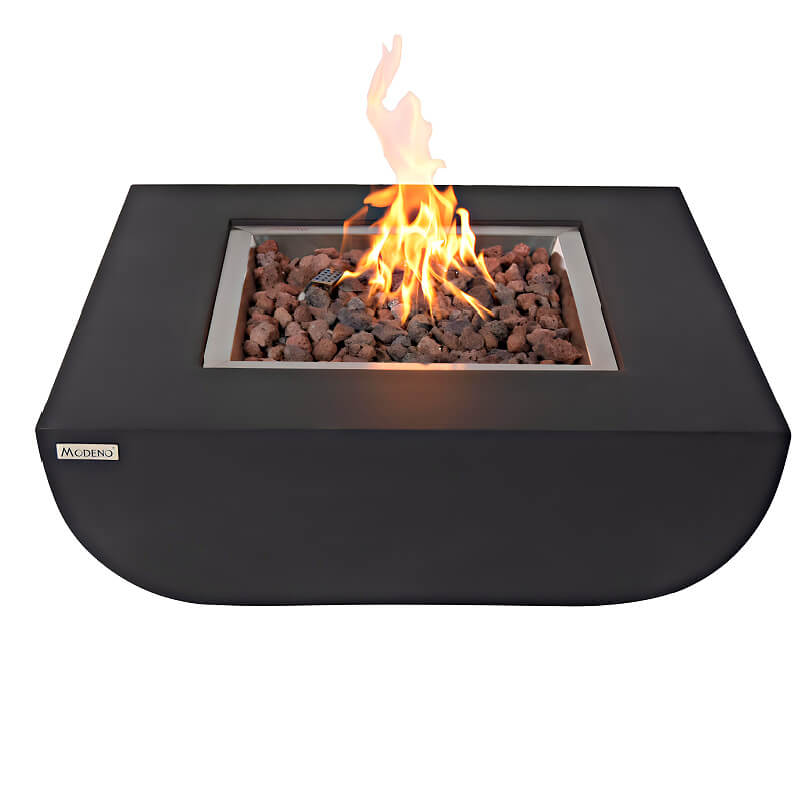 Modeno Aurora Slate Black GRC Concrete Square Fire Table 50000 BTU Image 1