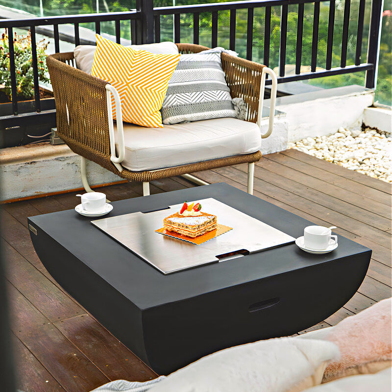 Modeno Aurora Slate Black GRC Concrete Square Fire Table 50000 BTU Image 11
