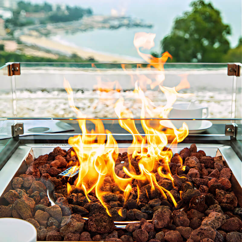 Modeno Aurora Slate Black GRC Concrete Square Fire Table 50000 BTU Image 8