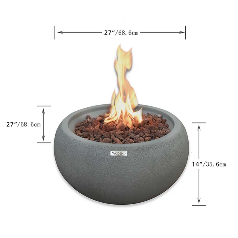 Modeno Newbridge Light Grey GRC Concrete Fire Bowl 40000 BTU Image 3