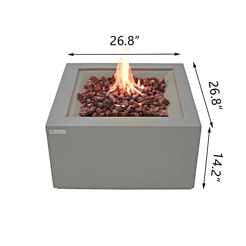 Modeno Ridgefield Light Grey Square GRC Concrete Fire Pit 40000 BTU Image 5