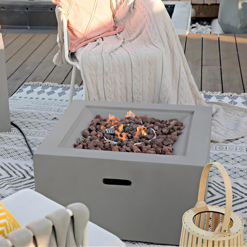 Modeno Ridgefield Light Grey Square GRC Concrete Fire Pit 40000 BTU Image 7