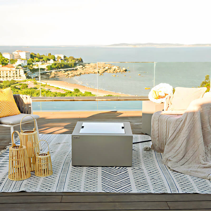 Modeno Ridgefield Light Grey Square GRC Concrete Fire Pit 40000 BTU Image 9