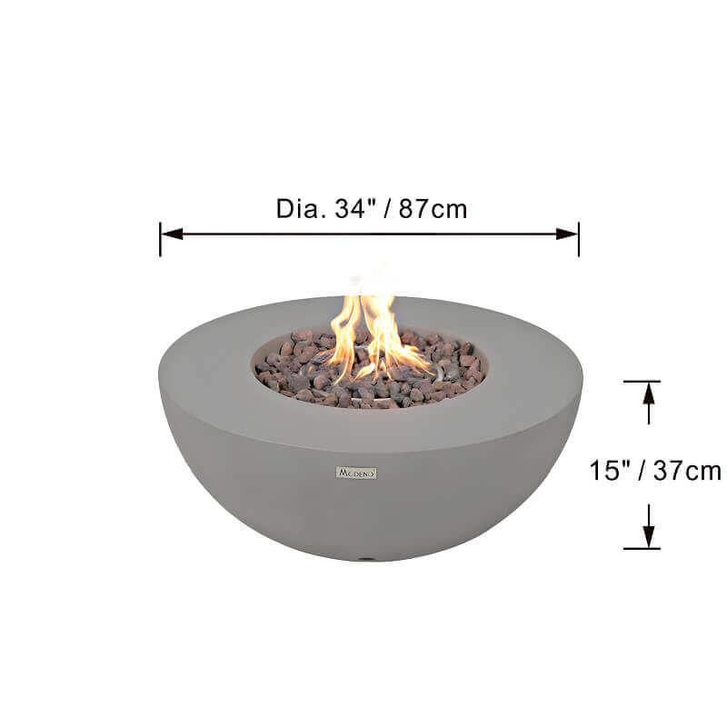 Modeno Roca Light Grey GRC Concrete Fire Table 50000 BTU Image 2