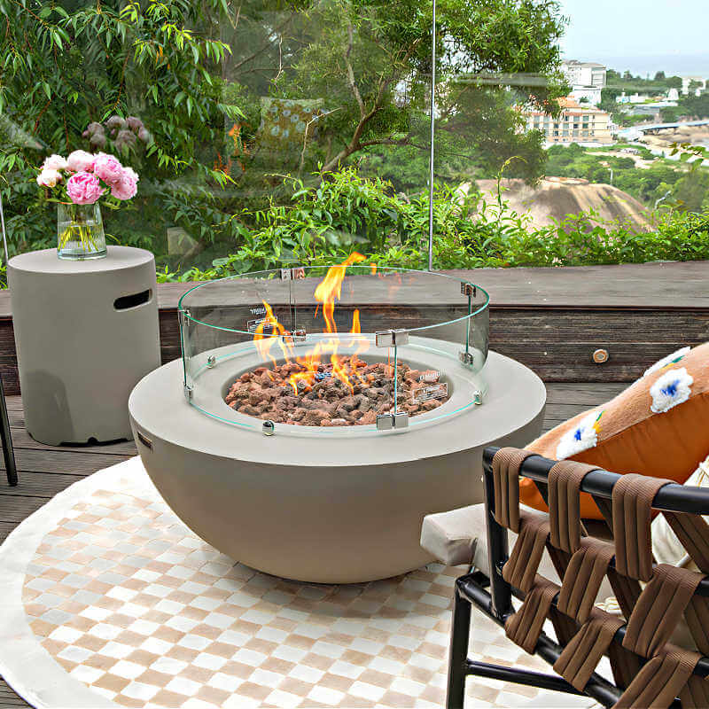 Modeno Roca Light Grey GRC Concrete Fire Table 50000 BTU Image 5
