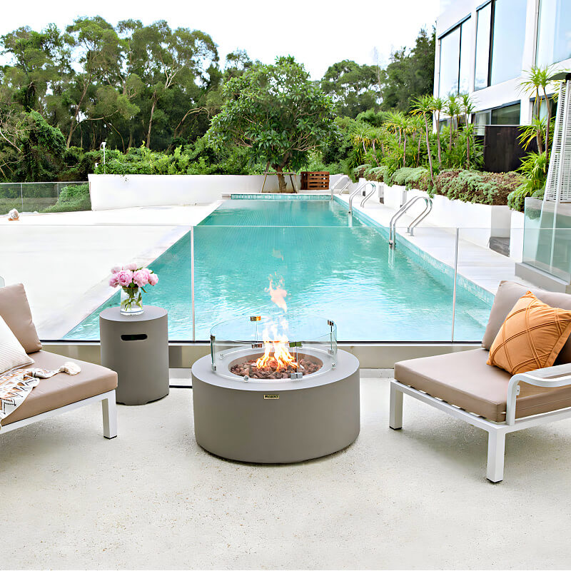 Modeno Tramore Light Grey GRC Concrete Round Fire Table 50000 BTU Image 7