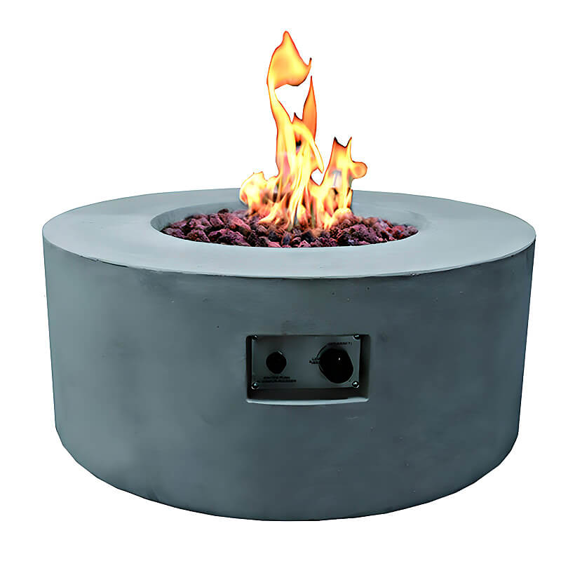 Modeno Tramore Light Grey GRC Concrete Round Fire Table 50000 BTU Image 1