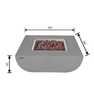 Modeno Westport Grey GRC Concrete Square Fire Table 50000 BTU Image 2