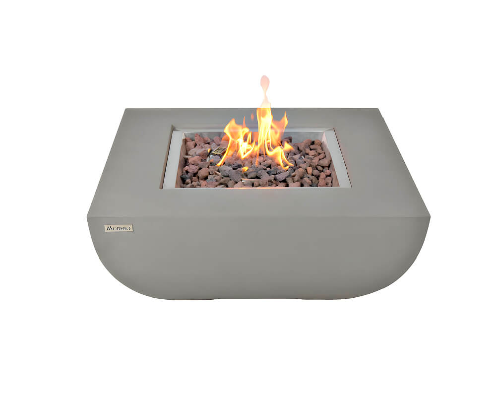 Modeno Westport Grey GRC Concrete Square Fire Table 50000 BTU Image 1