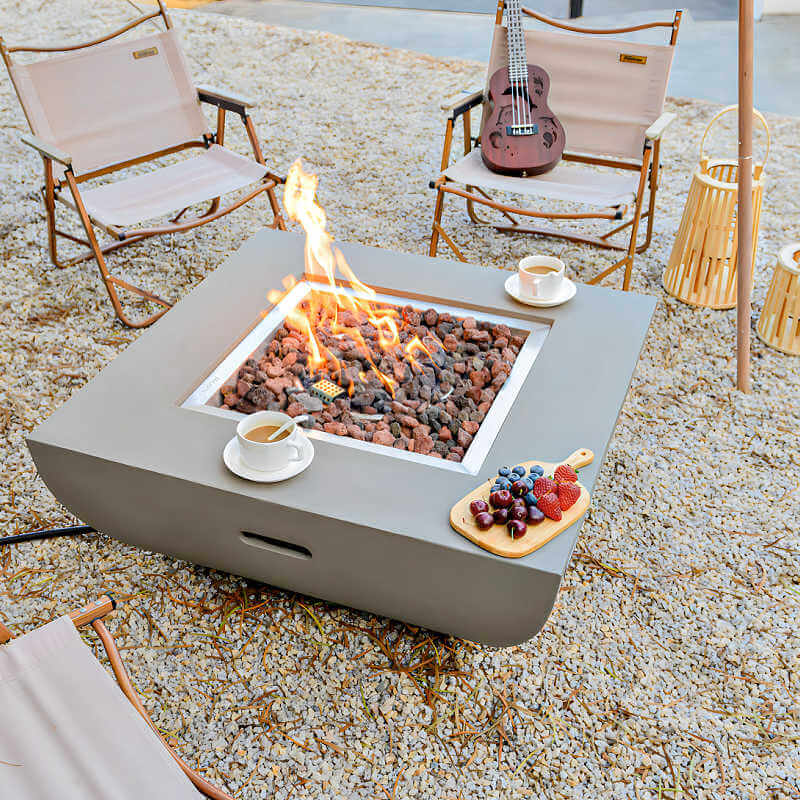 Modeno Westport Grey GRC Concrete Square Fire Table 50000 BTU Image 10