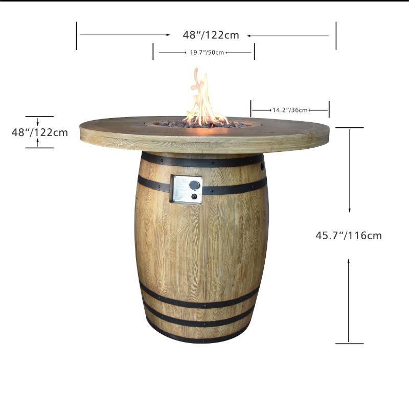 Elementi Lafite Barrel Cast Concrete Fire Table 45000 BTU Image 10