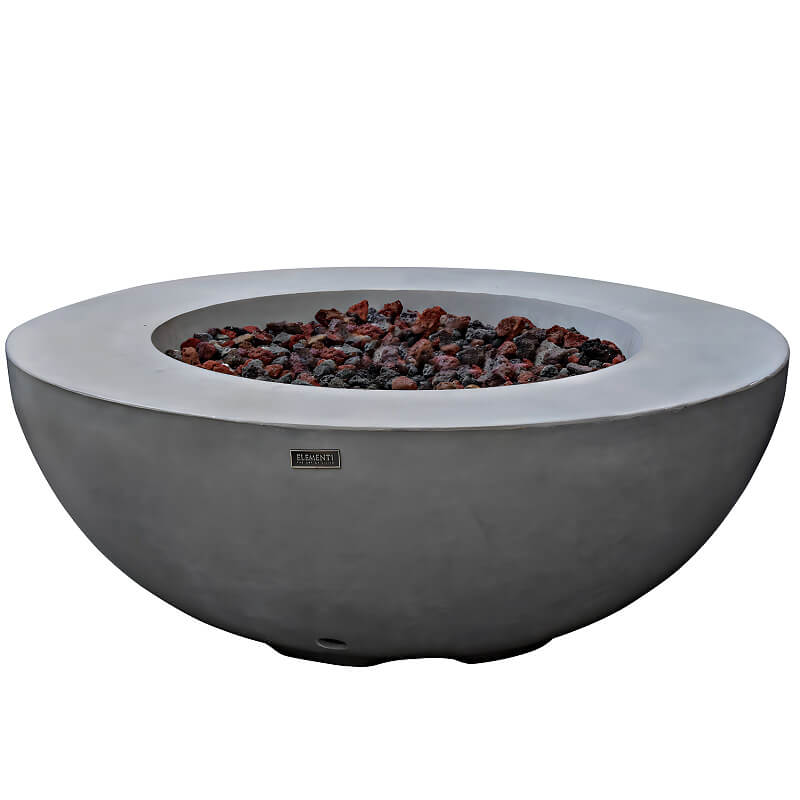 Elementi 42 Inch Lunar Concrete Fire Bowl in Light Gray