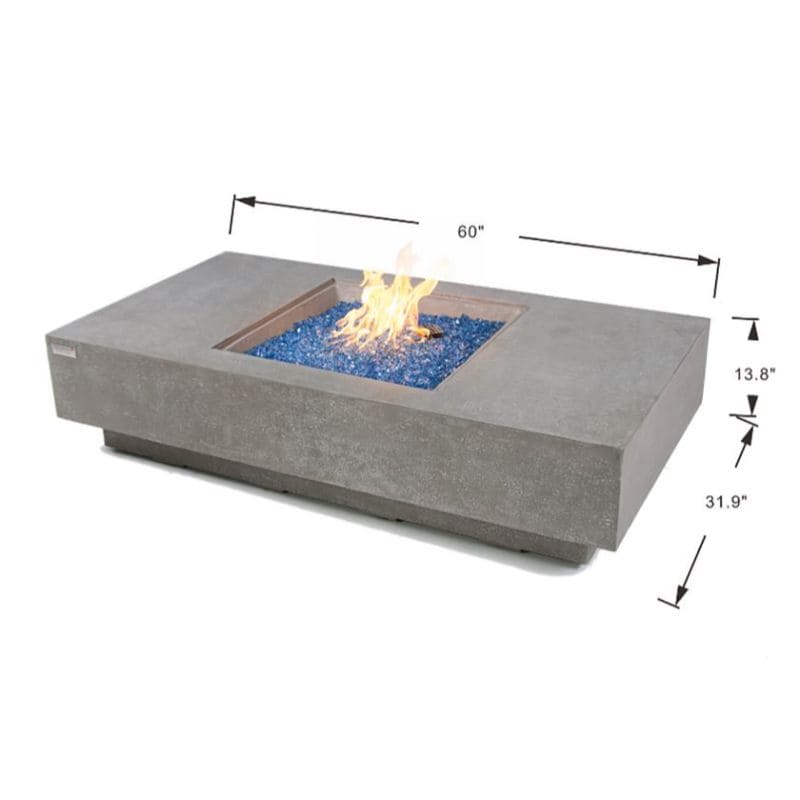 Elementi Plus Monte Carlo Light Grey Rectangular GFRC Fire Table 60000 BTU Image 8