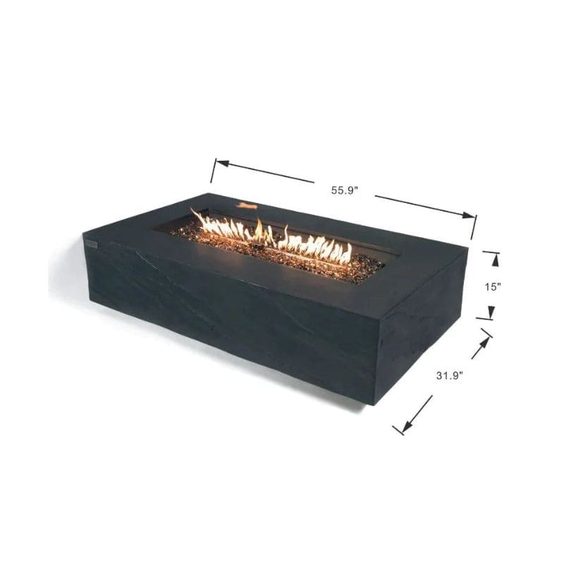 Elementi Plus Capetown Slate Black Rectangular GFRC Fire Table 60000 BTU Image 4