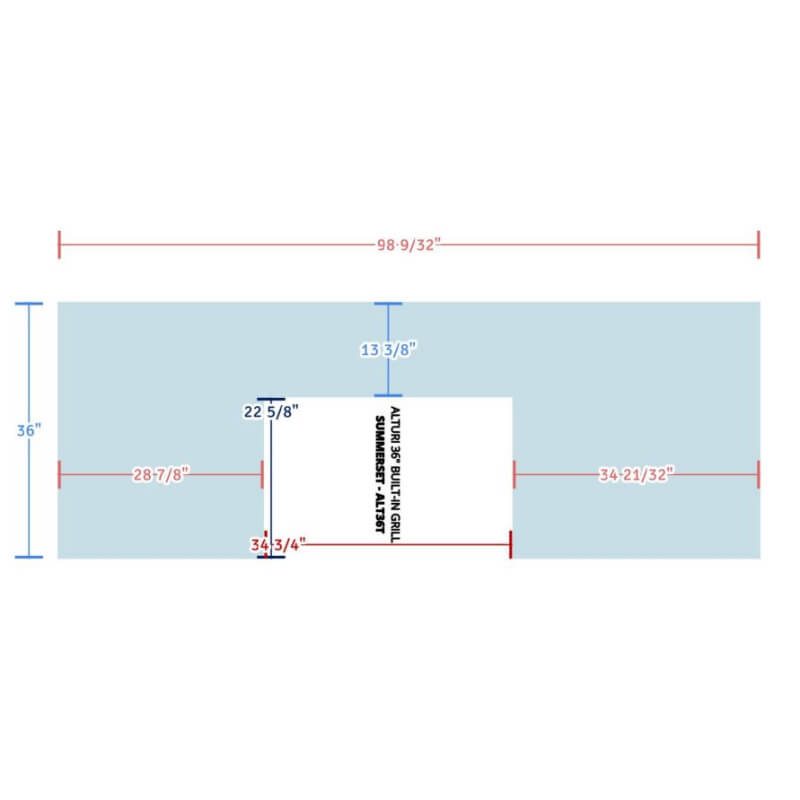 EZ Finish 8 Ft Ready-To-Finish Outdoor Grill Island | Top View Dimensions