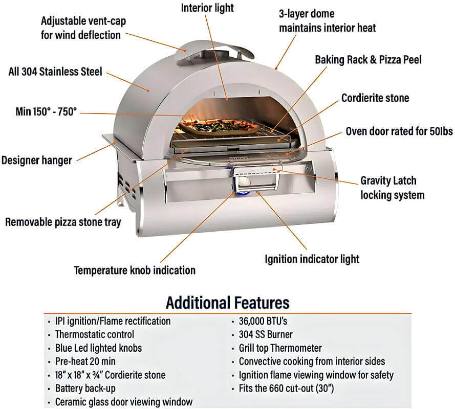 Fire Magic 660 Pizza Oven Features