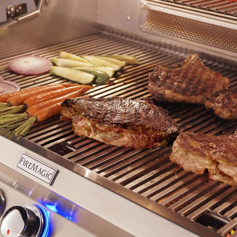 Fire Magic A790I Aurora 36-Inch Built-In Gas Grill | Shown Grilling Steaks