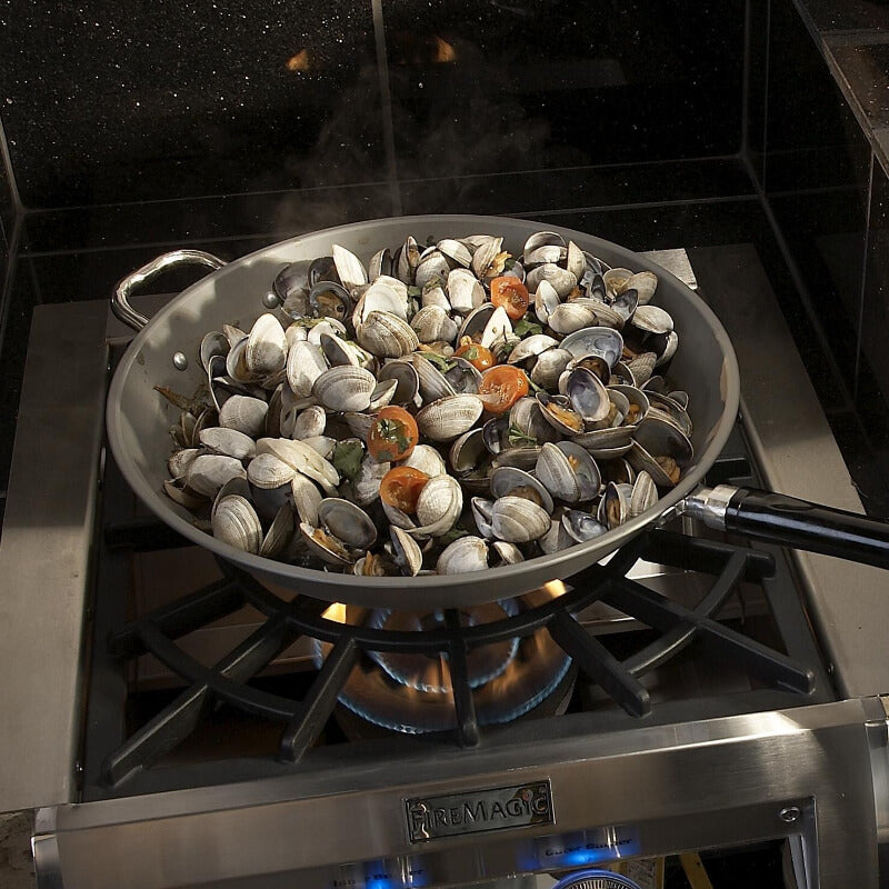 Fire Magic Echelon Diamond Built-In Gas Power Burner - Cooking Mussels