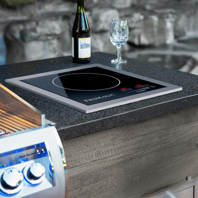 Fire Magic Built-In Outdoor Induction Cooker | Shown in Outdoor Kitchen