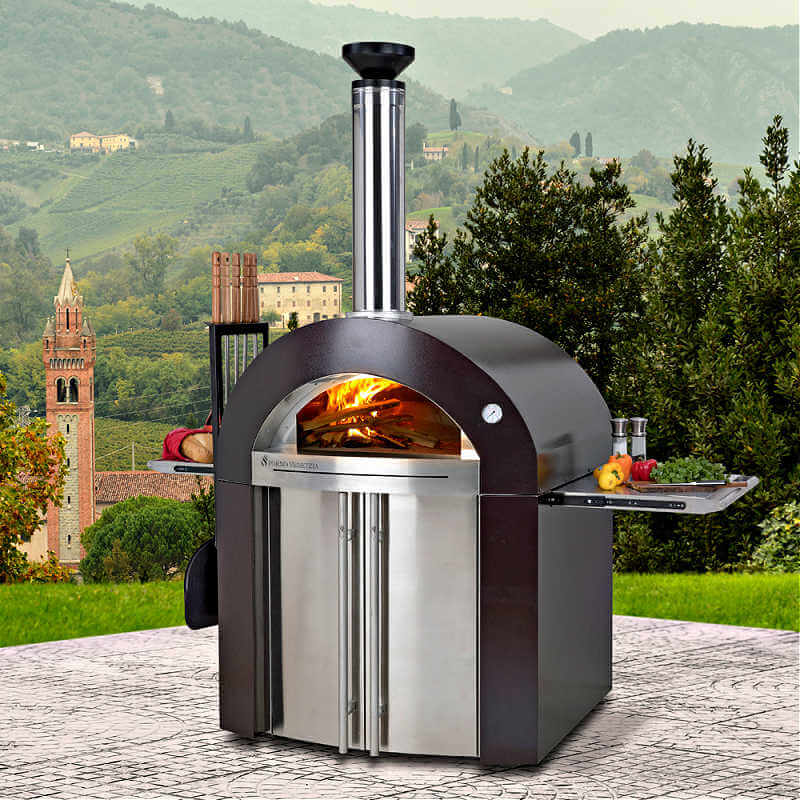 Forno Venetzia Bellagio 500 44-Inch Outdoor Wood-Fired Pizza Oven | On Patio