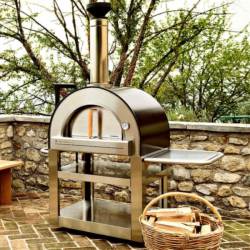 Forno Venetzia Pronto 500 Portable Outdoor Wood-Fired Pizza Oven | With Stainless Steel Door & Oak Handle